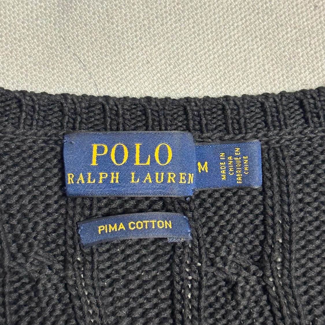 M 폴로랄프로렌 여성용 화이트 포니 브이넥 케이블 니트 상품이미지4