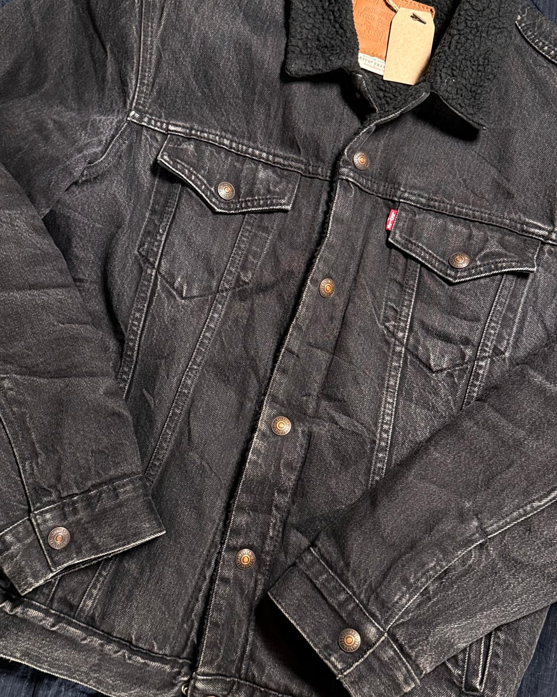 리바이스 프리미엄 타입 3세대 쉐르파 블랙 트러커 자켓 L 상품이미지3