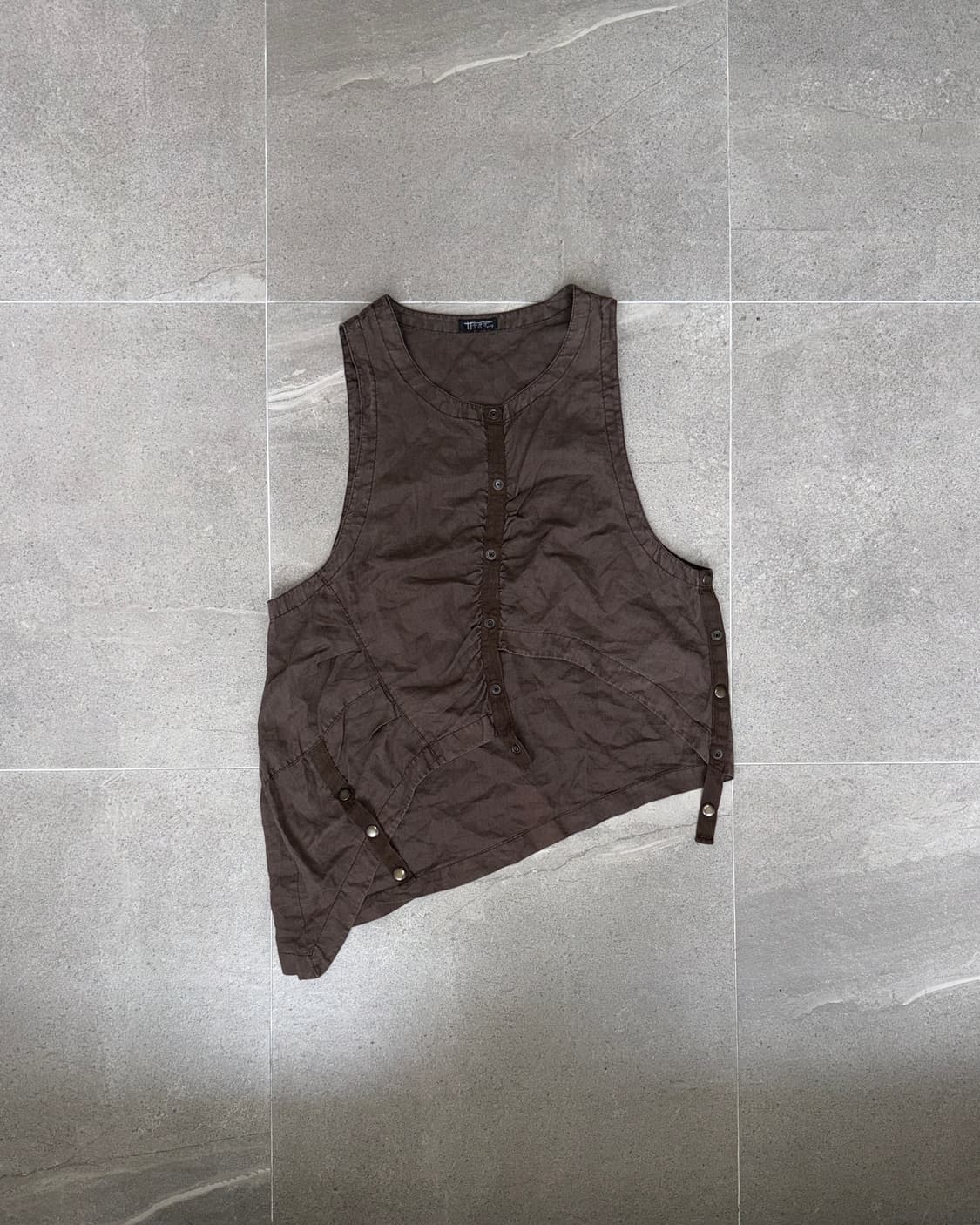 Dark brown shirring button balloon 슬리브리스 상품이미지1