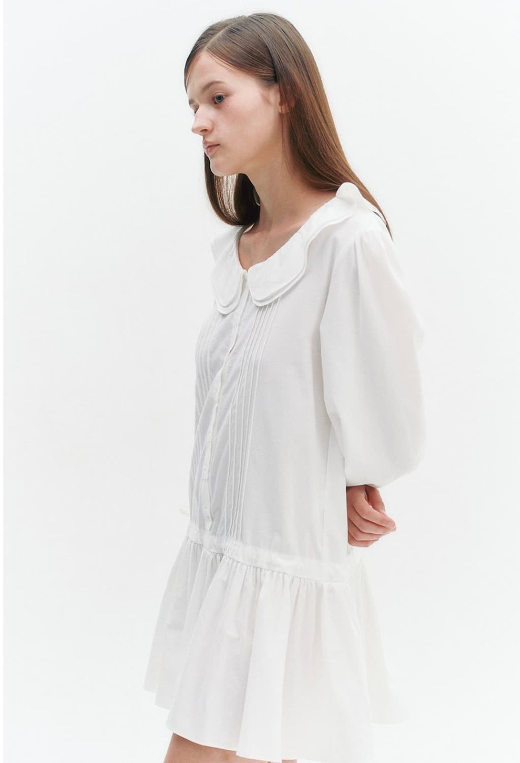 모일리 더블 프릴 셔츠 원피스 화이트 상품이미지6