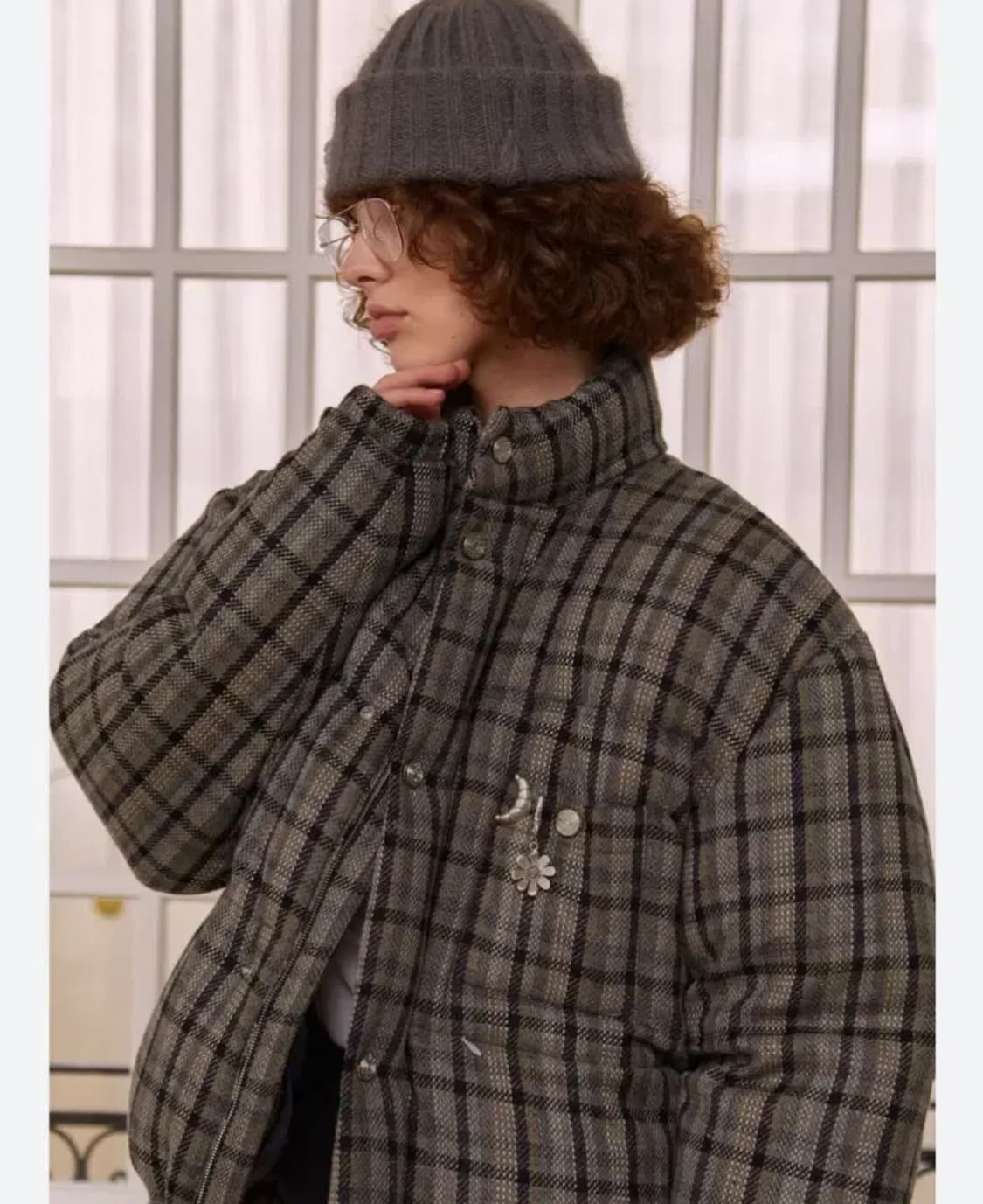 Stu 멀티체크 덕다운 숏패딩 상품이미지1