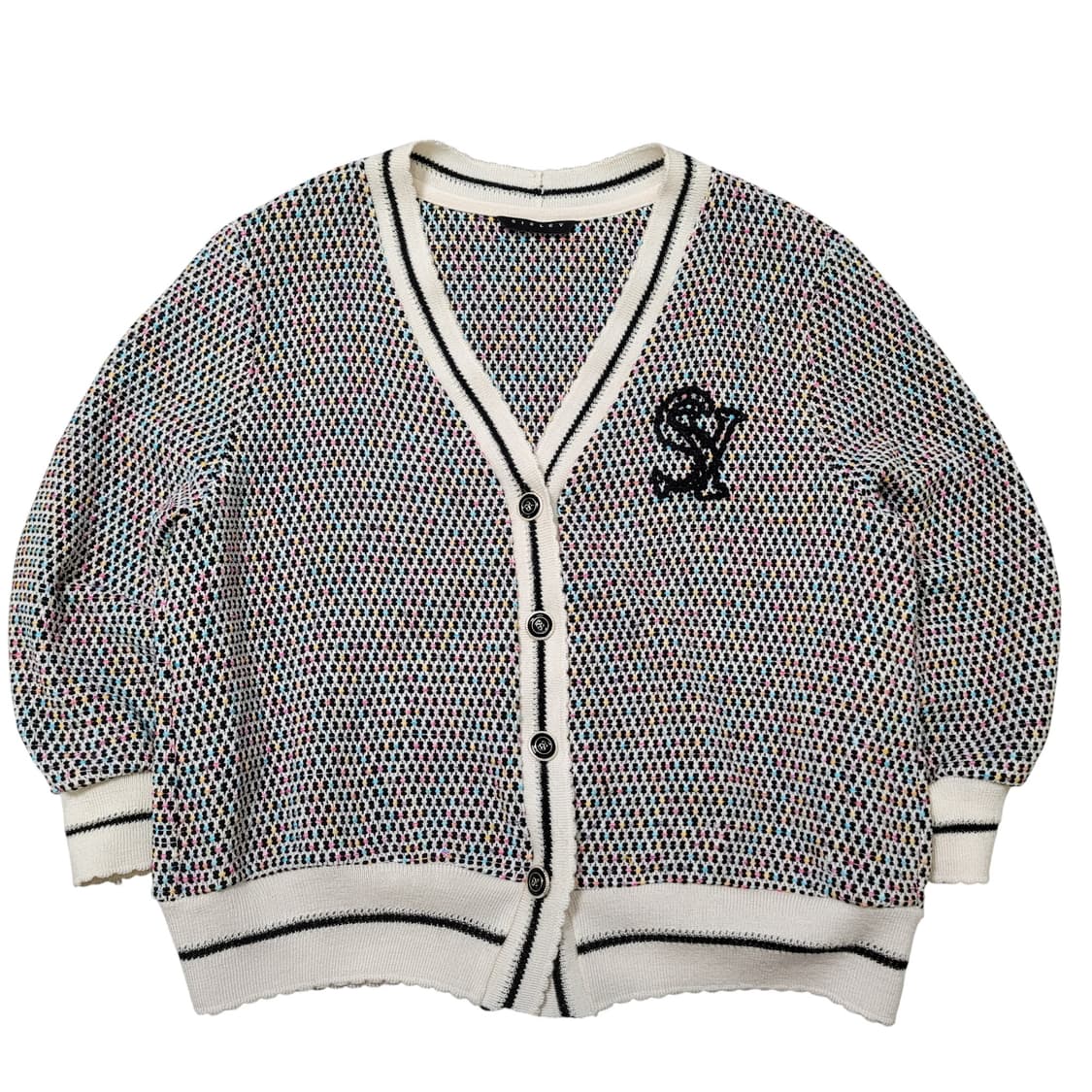 SISLEY 시슬리 컬러믹스 브이넥 숏 트위드 가디건 상품이미지1