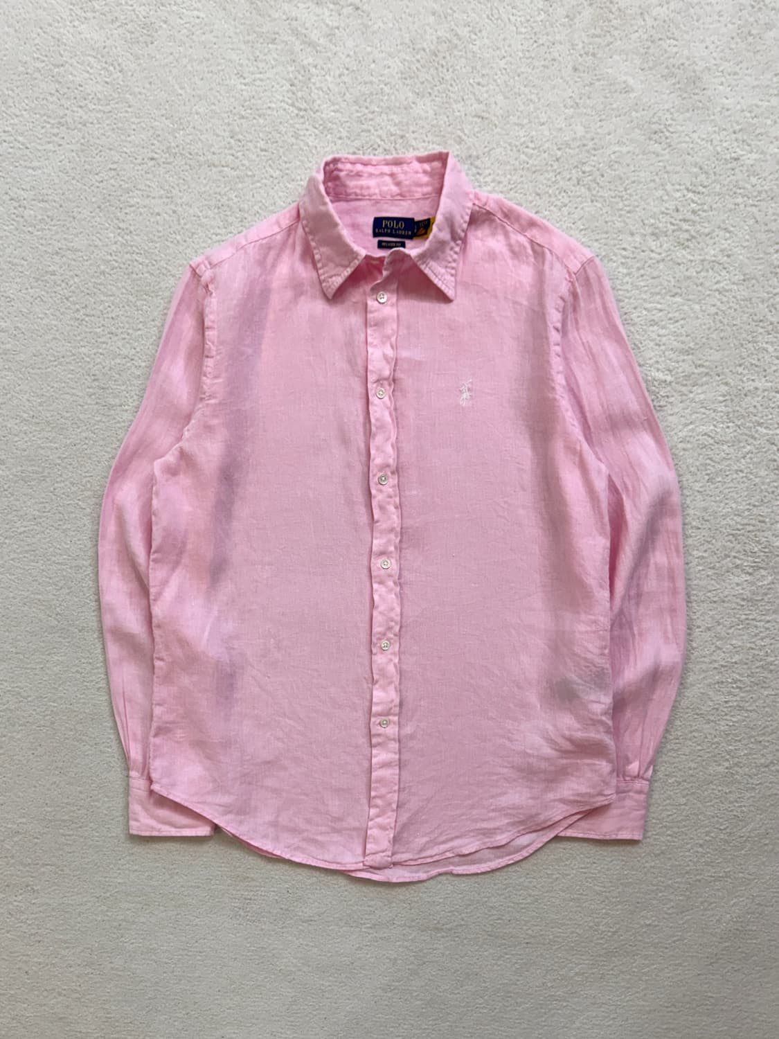 QR 폴로 연핑크 린넨 셔츠 상품이미지2