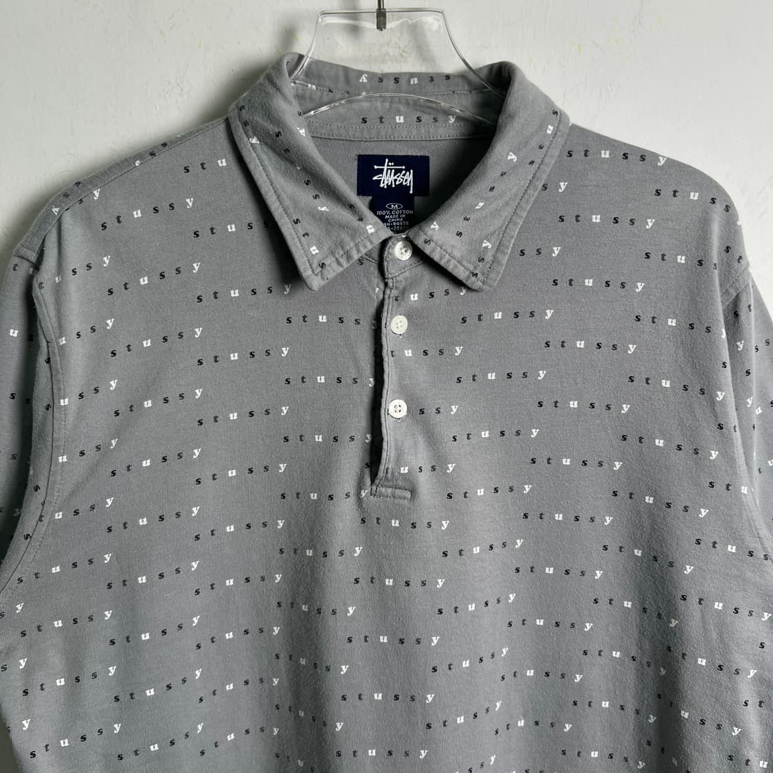 stussy 스투시 빈티지 그레이 반팔 폴로 셔츠 M 상품이미지5