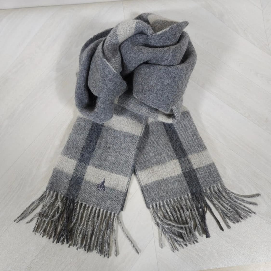 남녀공용 빈폴 체크 울 머플러 목도리 그레이 체크 상품이미지1