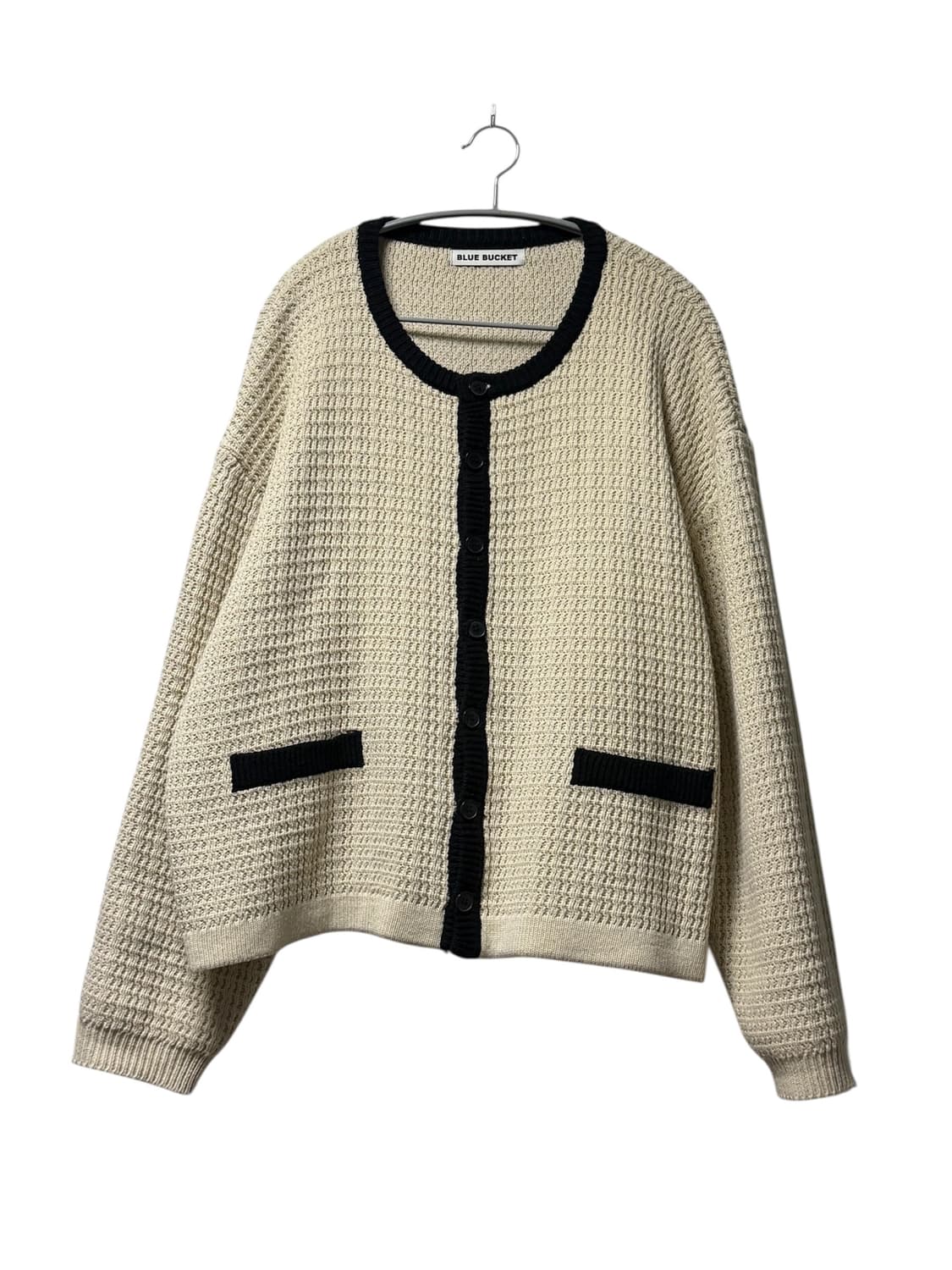 투플랜 라인 배색 하찌 가디건 아이보리 상품이미지1