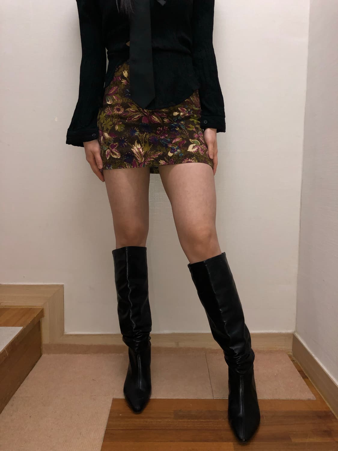 빈티지 카키 플라워 스커트 상품이미지2