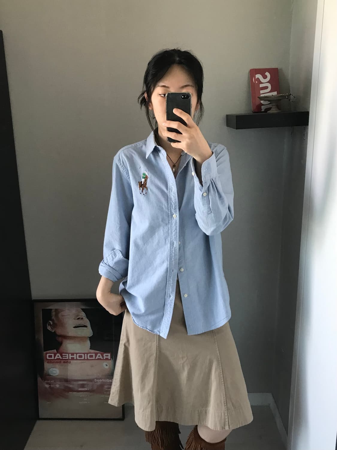 폴로 랄프로렌 빅포니로고 스카이블루 셔츠 상품이미지4