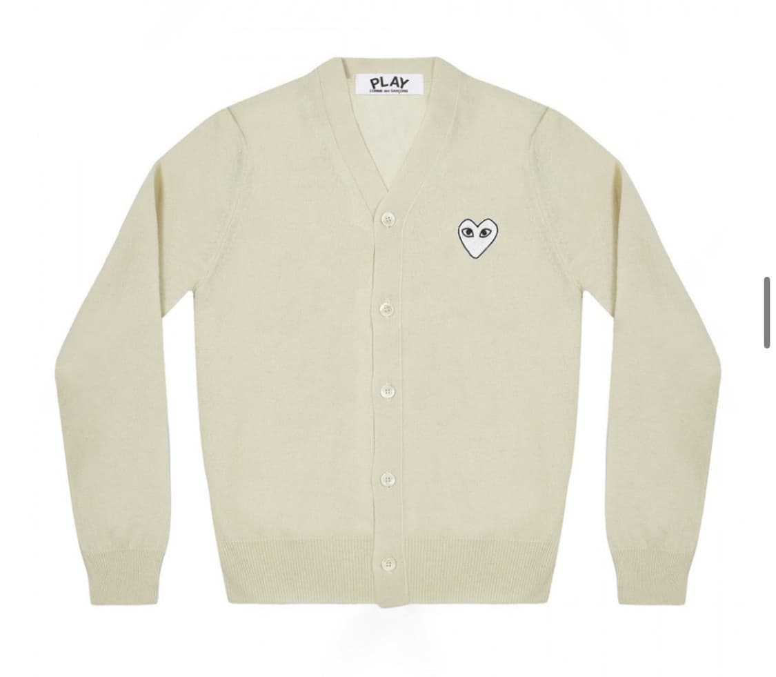 꼼데 가디건 화이트와펜 브이넥 상품이미지1