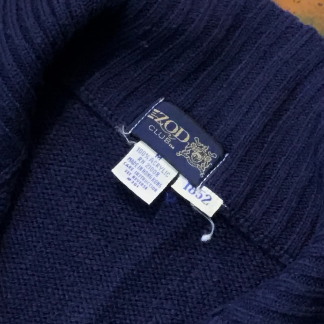 80s 아이조드 네이비 아크릴 니트 집업 자켓 남성 105 사이즈  상품이미지4