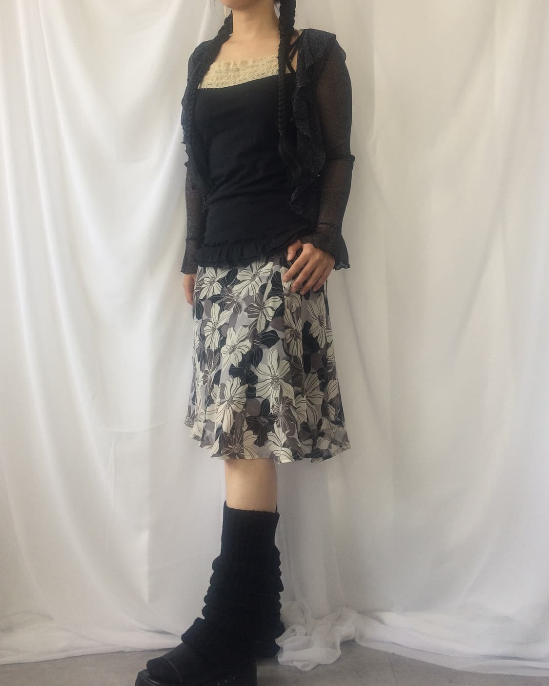 Flower pattern midi skirt 상품이미지5