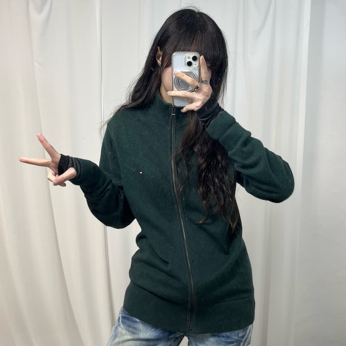 Tommy Hilfiger Green Knit Zip-up 상품이미지2