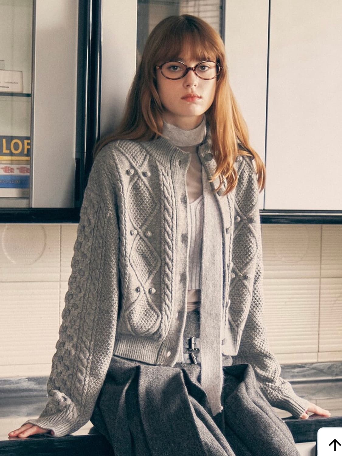 로라로라 rolarola 울 버튼 케이블 가디건 그레이 상품이미지4