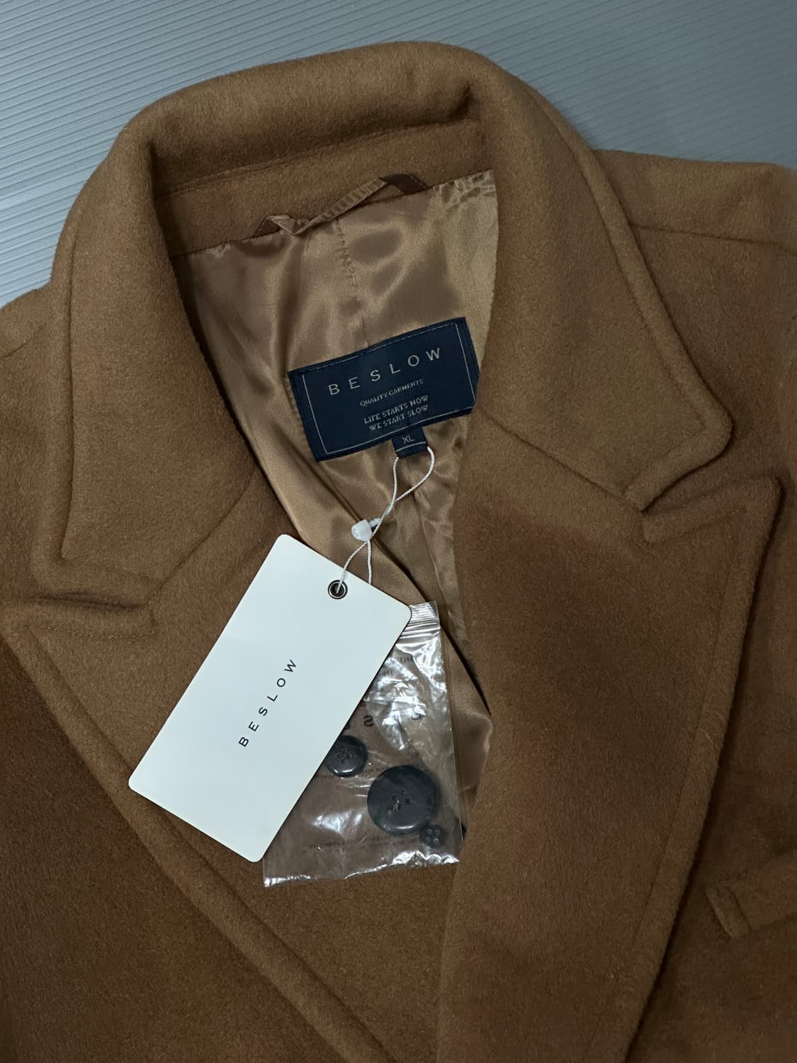 비슬로우 투 버튼 롱 코트 브라운 XL  상품이미지6