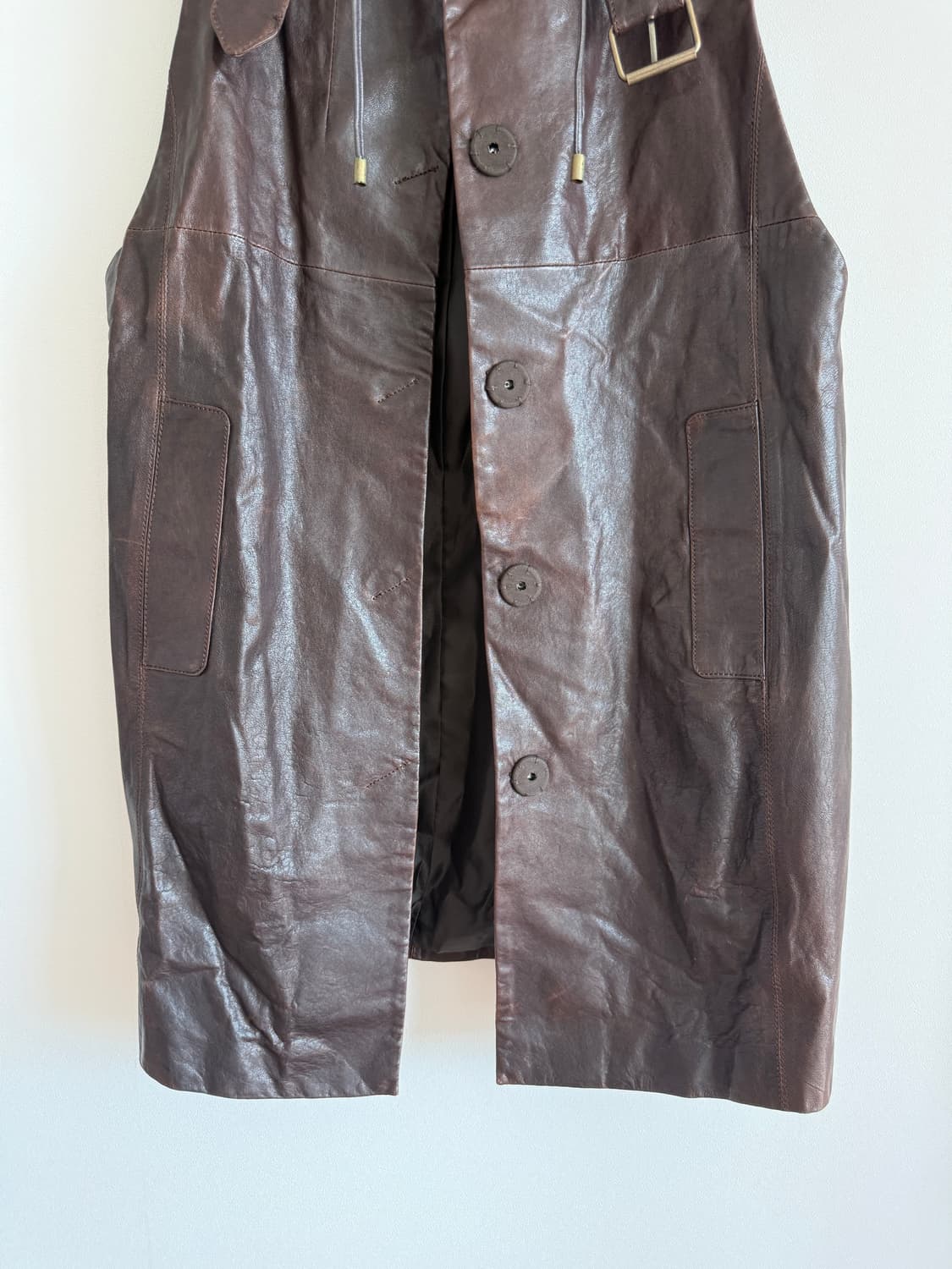 Pre owned 램스킨 후드 롱 베스트 상품이미지4