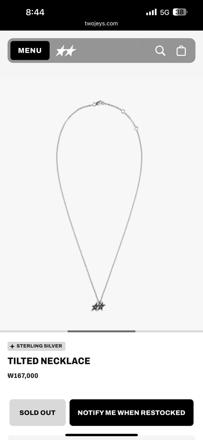 판매)twojeys 스타 펜던트 실버목걸이 새상품 상품이미지2