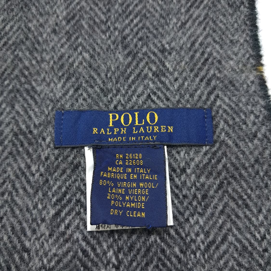 MX335 폴로 랄프로렌 블랙워치 헤링본 양면 버진울 목도리 머플러 상품이미지6