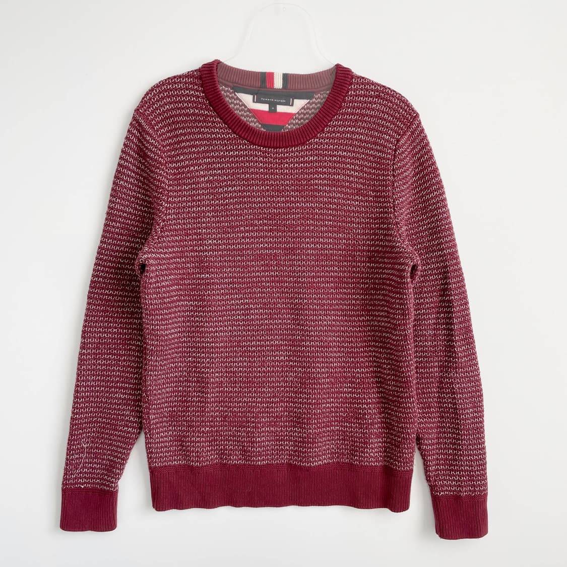 F2 타미힐피거 코튼 허니콤 크루넥 스웨터 M사이즈 상품이미지1