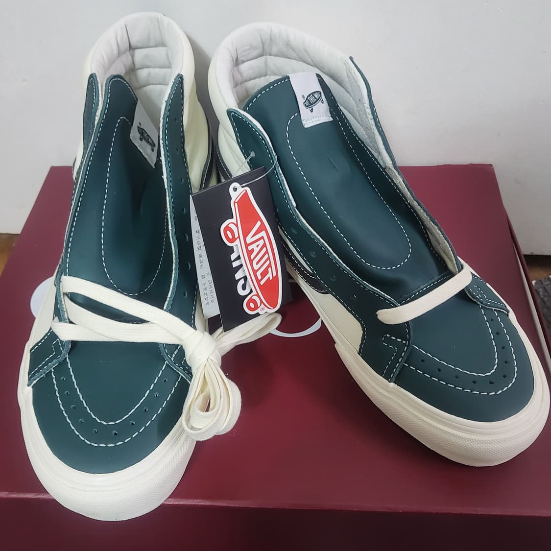 새상품 반스 sk 8볼트 바이 스케이트 하이 그린 레더 스니커즈 270 상품이미지1