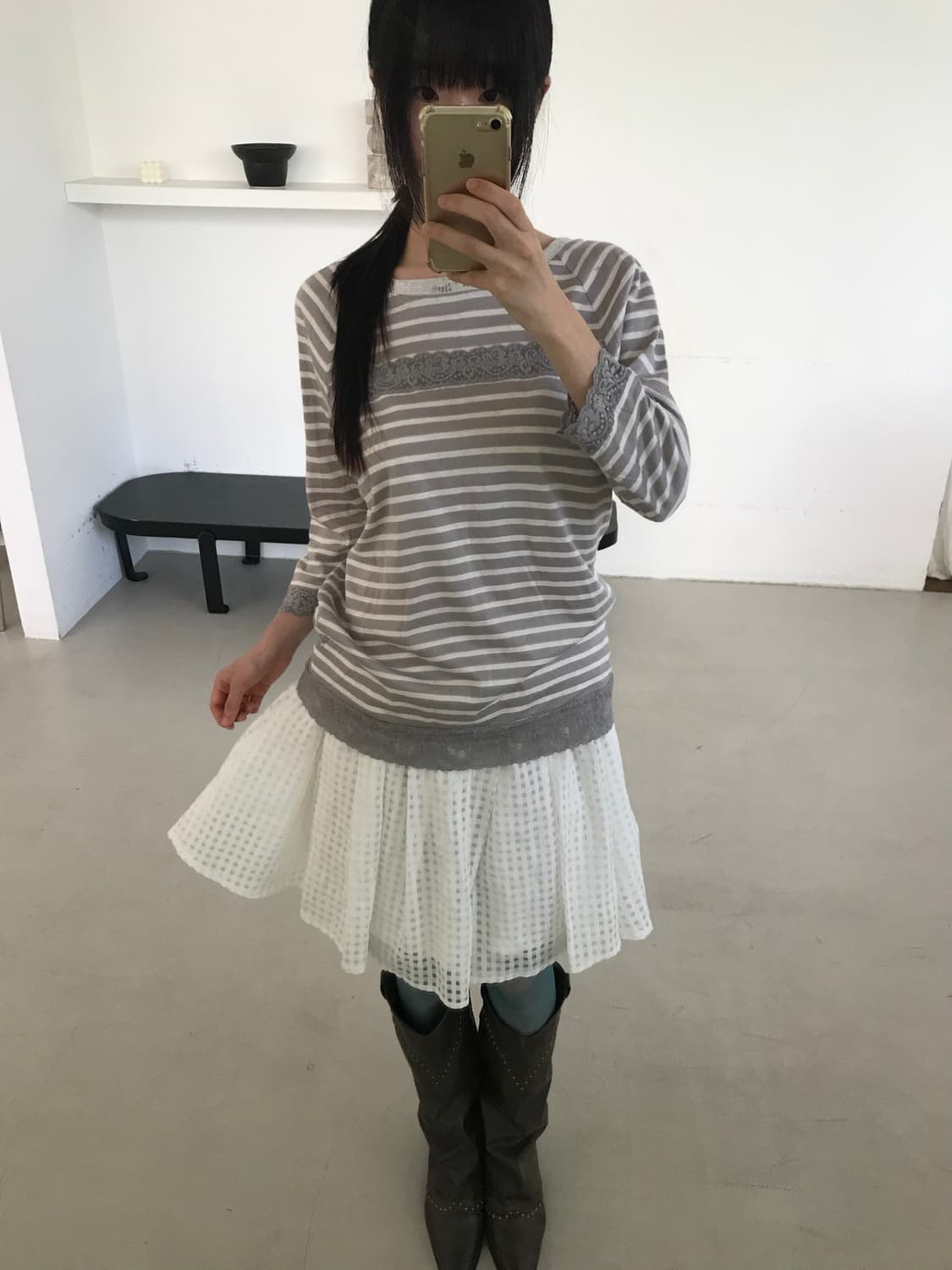 vintage stripe pattern lace top 상품이미지4