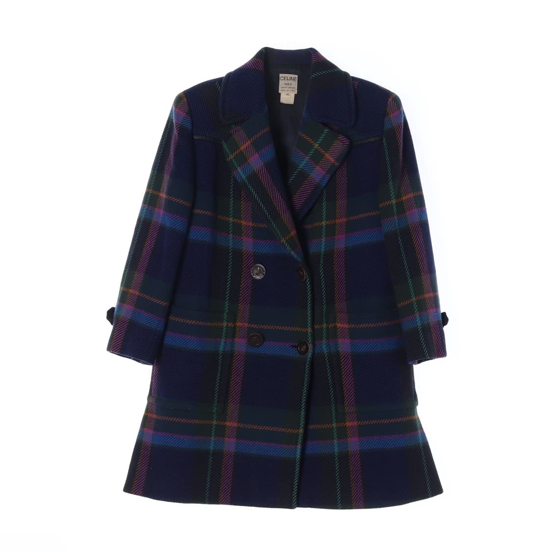 (새상품)[L]셀린느 네이비 체크 A라인 더블브레스티드코트
 상품이미지1