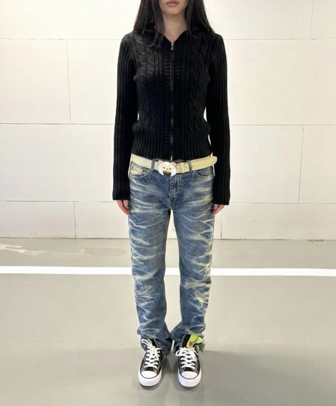 jp vintage 니트 후드집업 펑크 갸루 y2k 상품이미지1