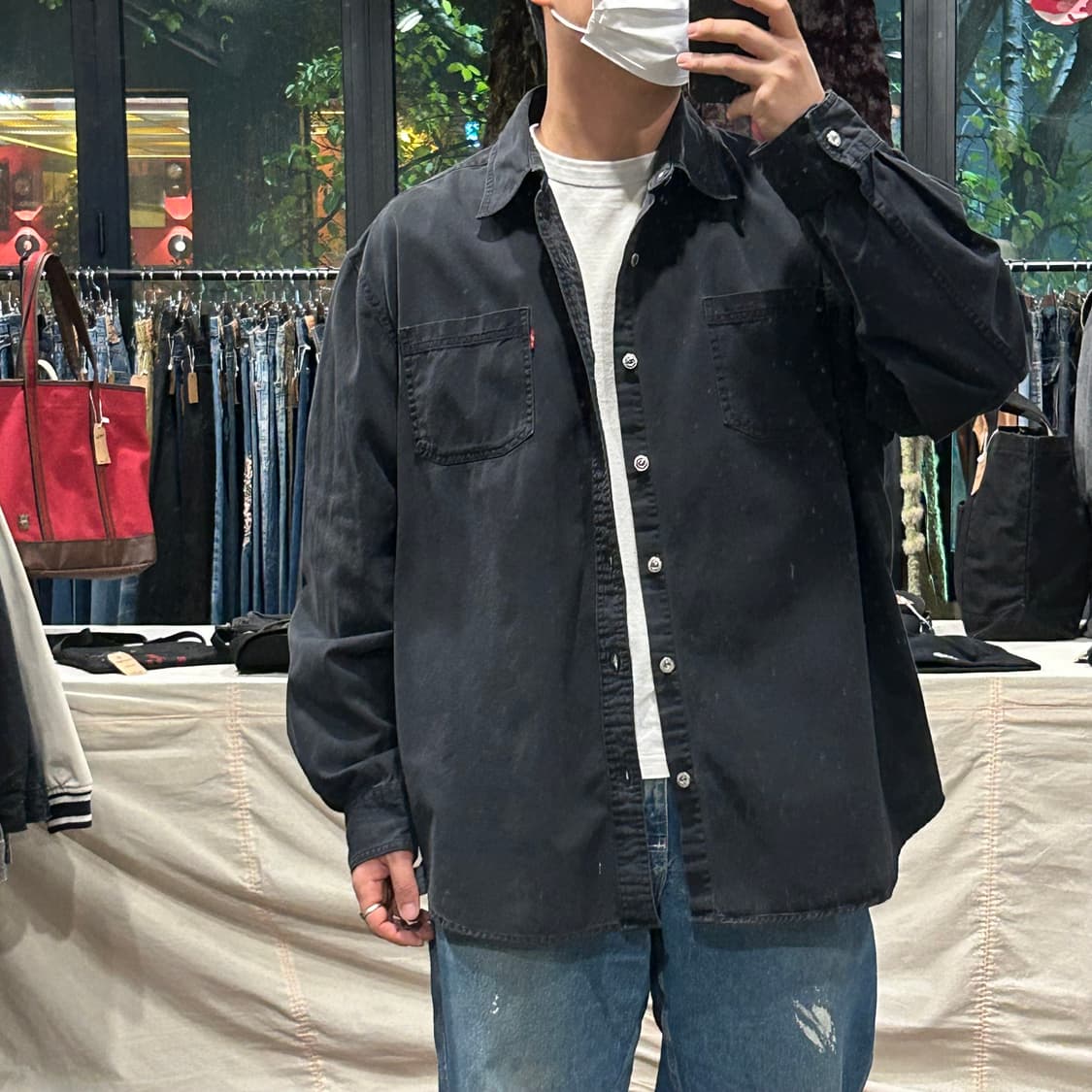 XXL) 리바이스 흑청 투포켓 워크 데님 셔츠 자켓 T버튼 타입 상품이미지9