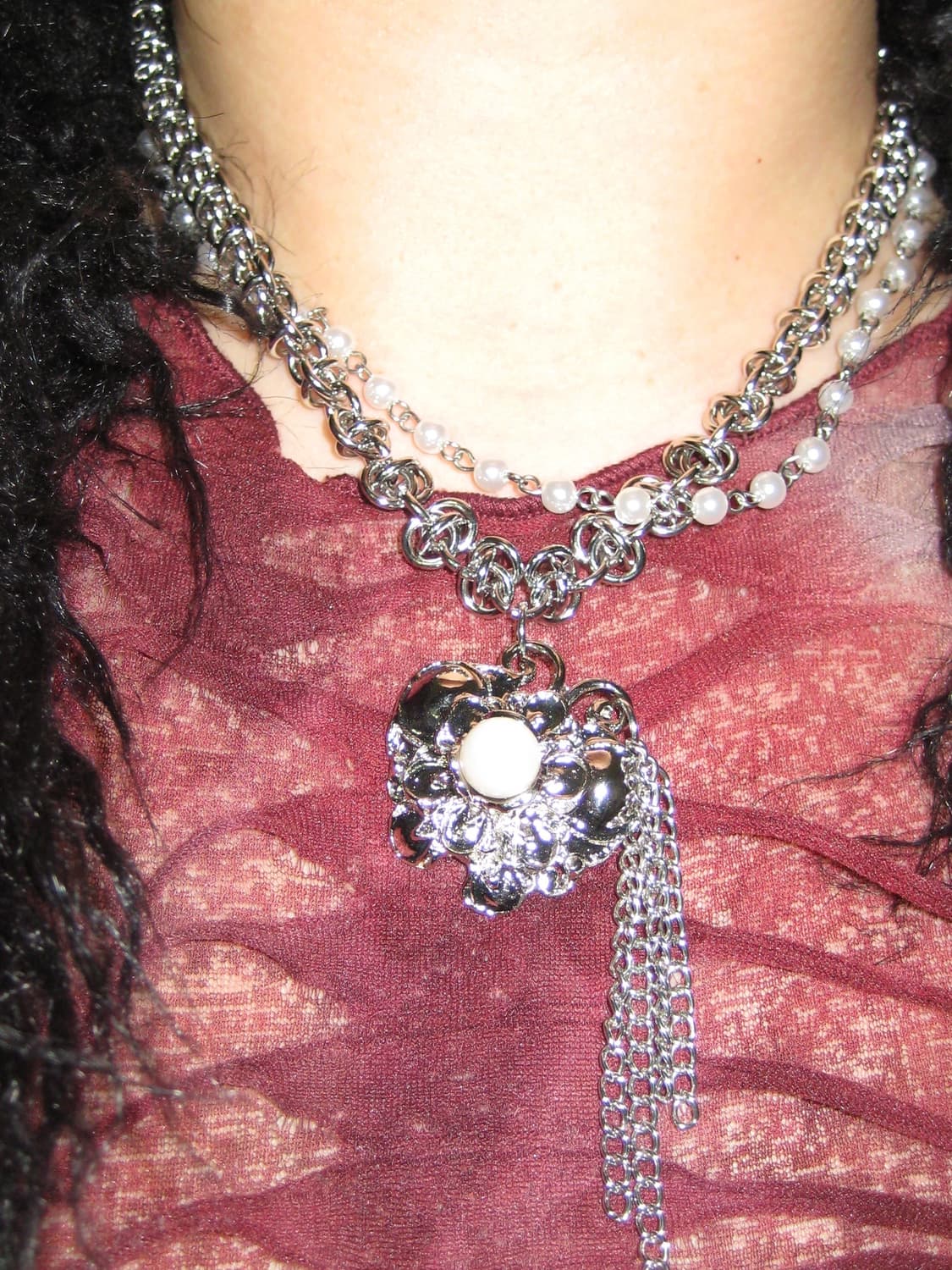 앤틱 오리엔탈 나비 진주 레이어드체인 목걸이 상품이미지3