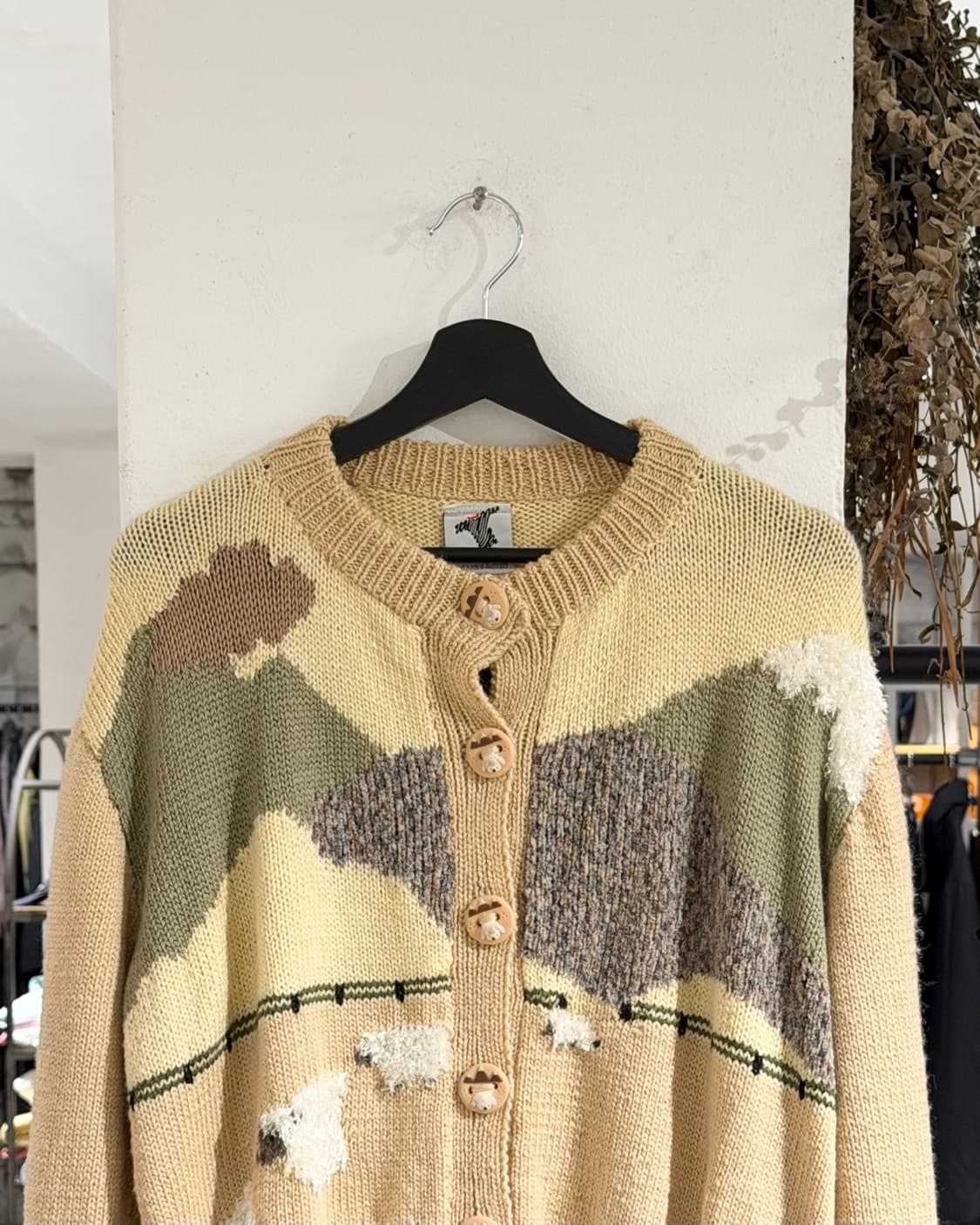 빈티지 본즈 베이지 핸드메이드 퓨어울 가디건 상품이미지4