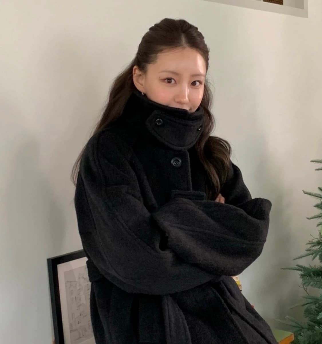 오로 울 하프코트 다크그레이, 하이넥코트 상품이미지3