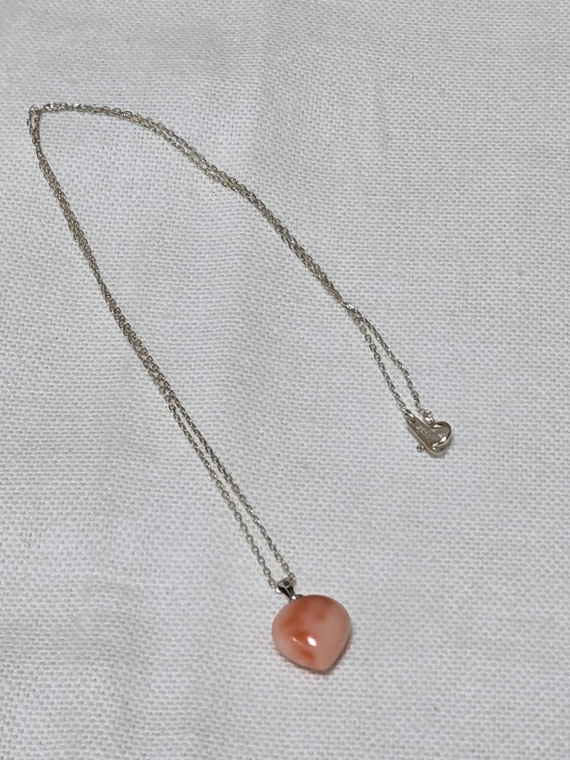 S925 Coral Tone Chalcedony Heart Necklac 상품이미지2