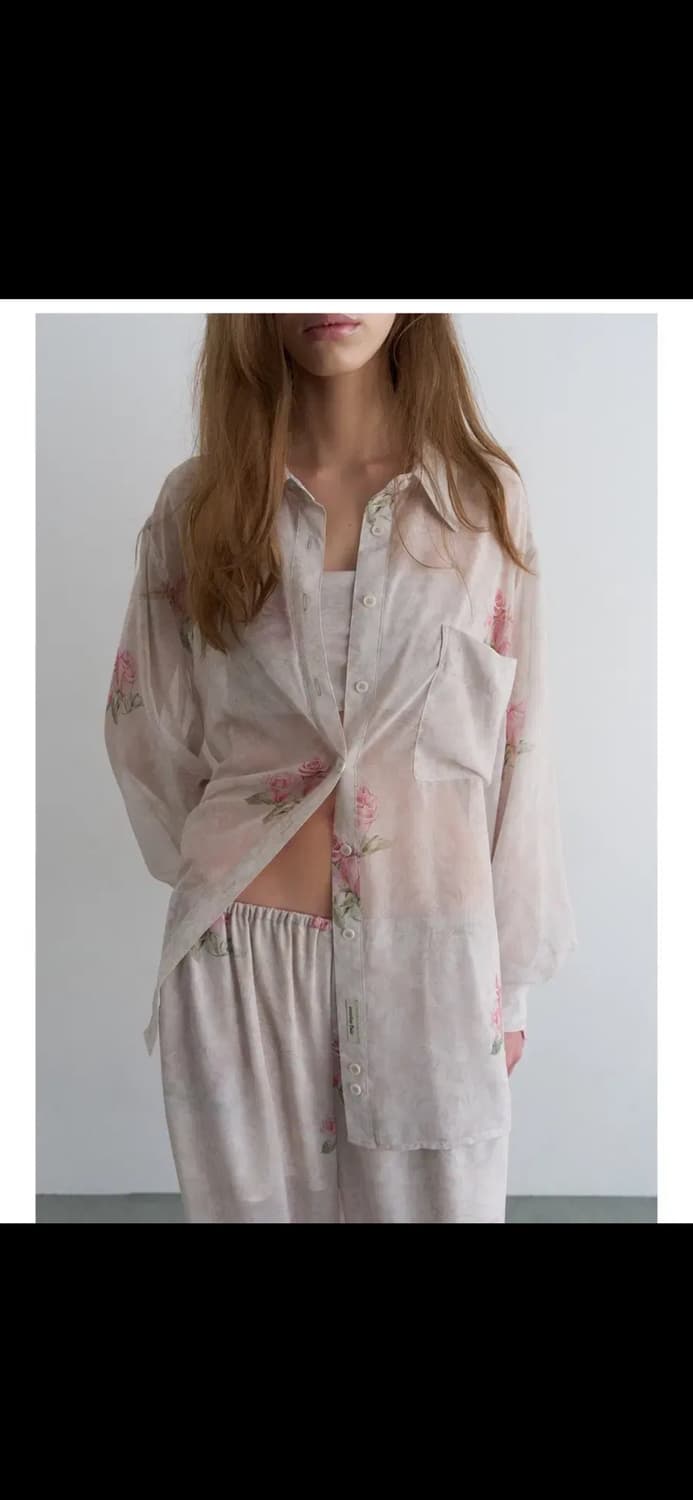 오버듀플레어 VINTAGE ROSE CHIFFON SHIRT&PANTS  상품이미지2