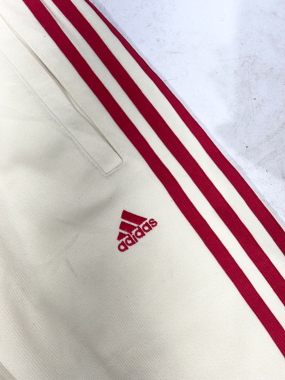 아디다스 크림 베이지 레드 삼선 와이드 트레이닝 바지 추리닝 팬츠 XS 상품이미지6