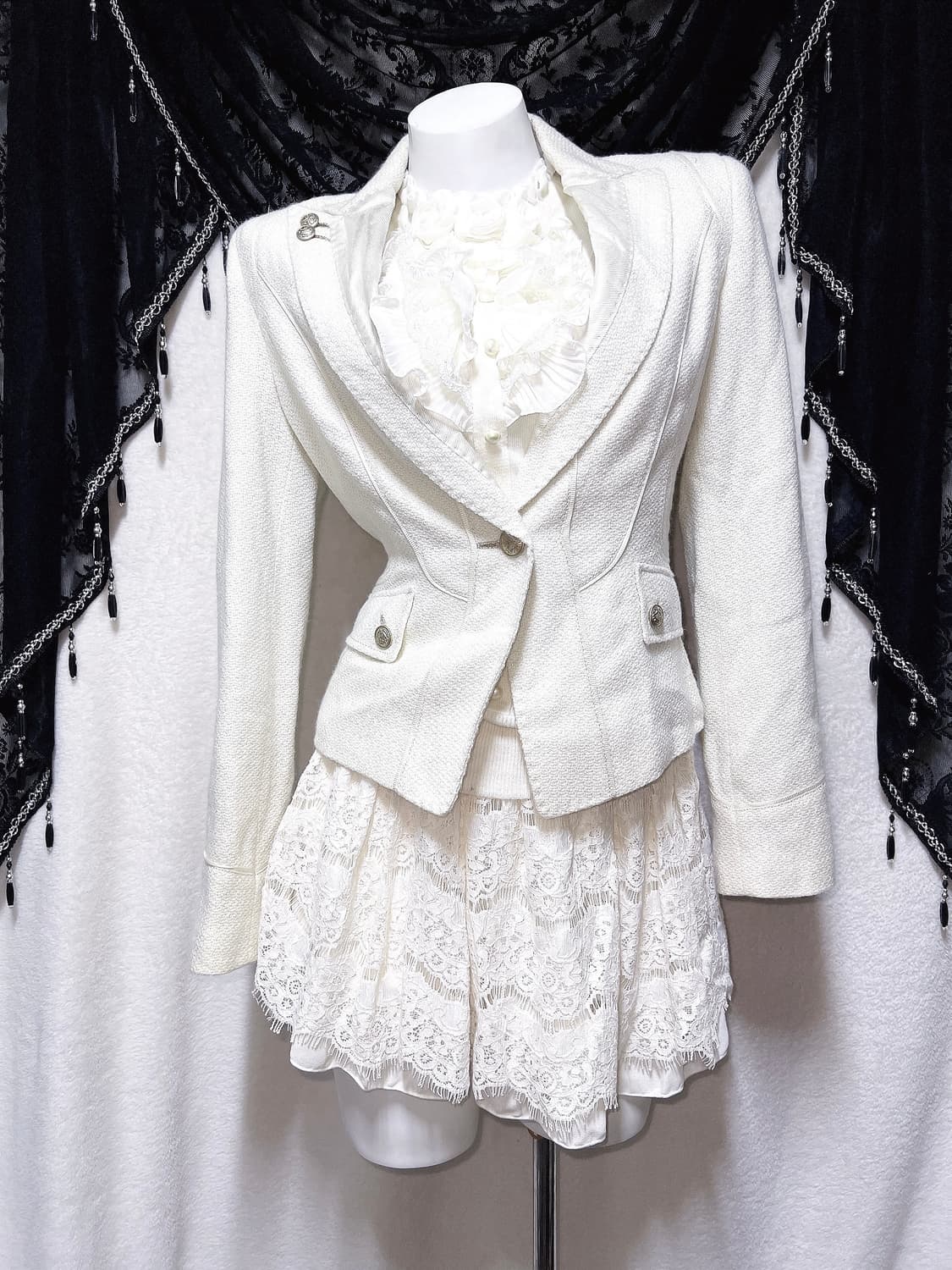 로맨틱갸루 달천 글리터 자켓 프릴레이스 로걀탑 리즈리사 스커트 코디세트 상품이미지7