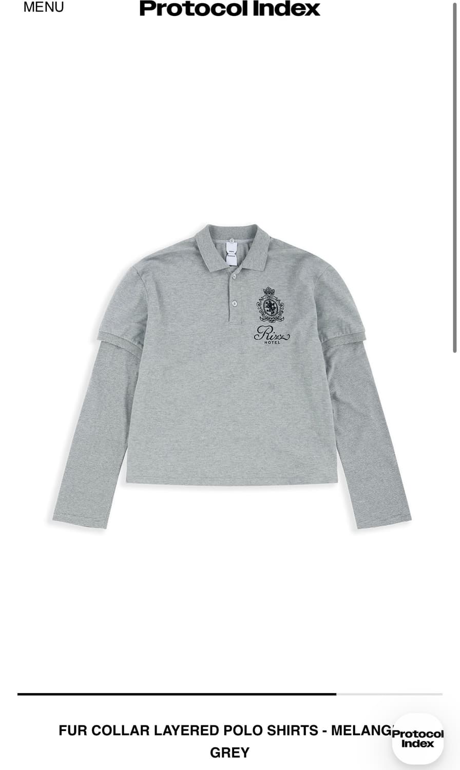 Protocol Index 레이어드 폴로 셔츠 그레이 1사이즈 상품이미지2