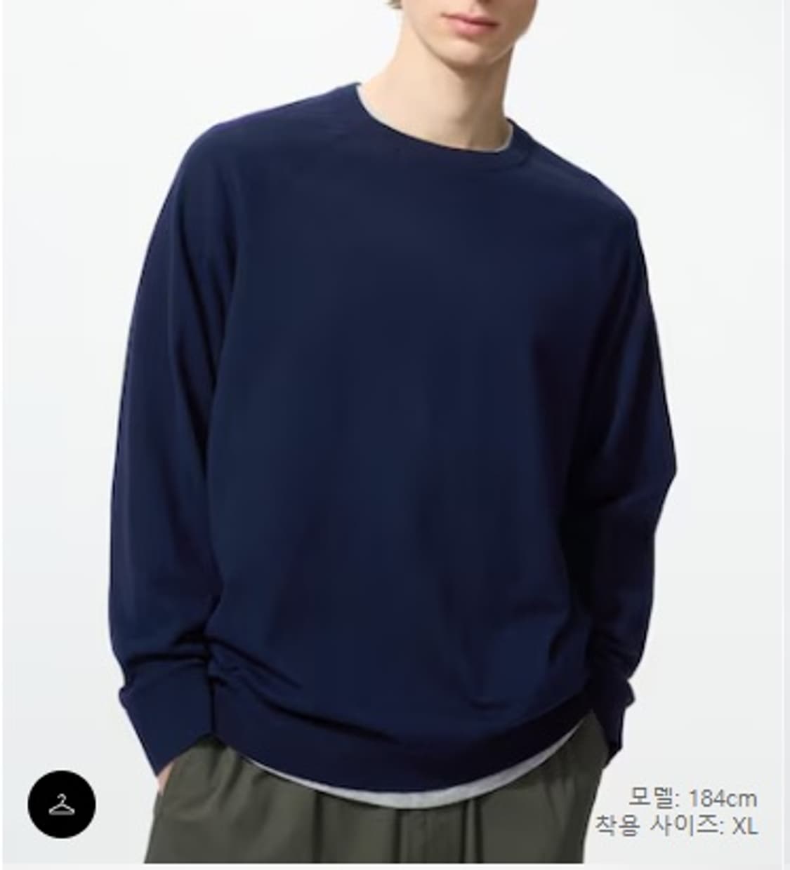 유니클로 워셔블코튼크루넥스웨터 네이비 L 상품이미지1