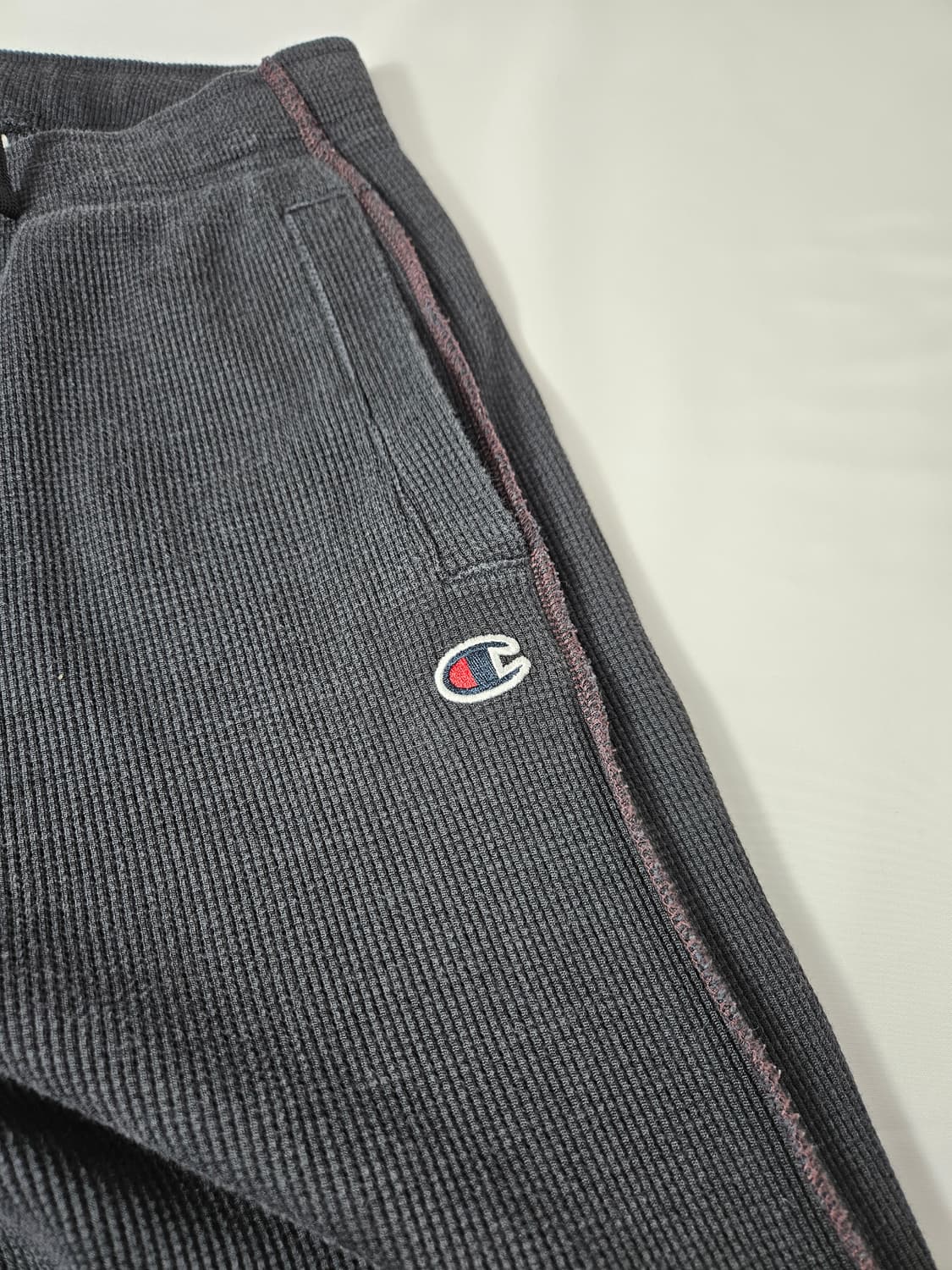 챔피온 USA 와플니트 와이드 트레이닝 팬츠 바지 빈티지 미국 S 블랙 상품이미지5