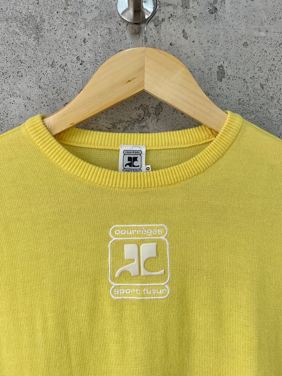 00s Courreges 꾸레쥬 로고 탑 옐로우 상품이미지7