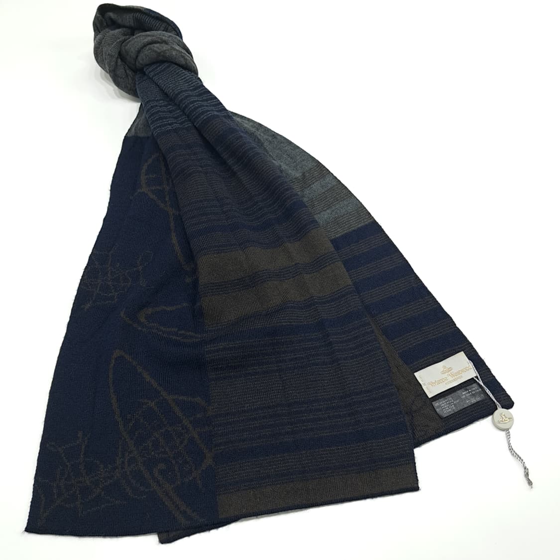 MX102 비비안 웨스트우드 오브 패턴 울 블렌드 목도리 머플러 상품이미지3