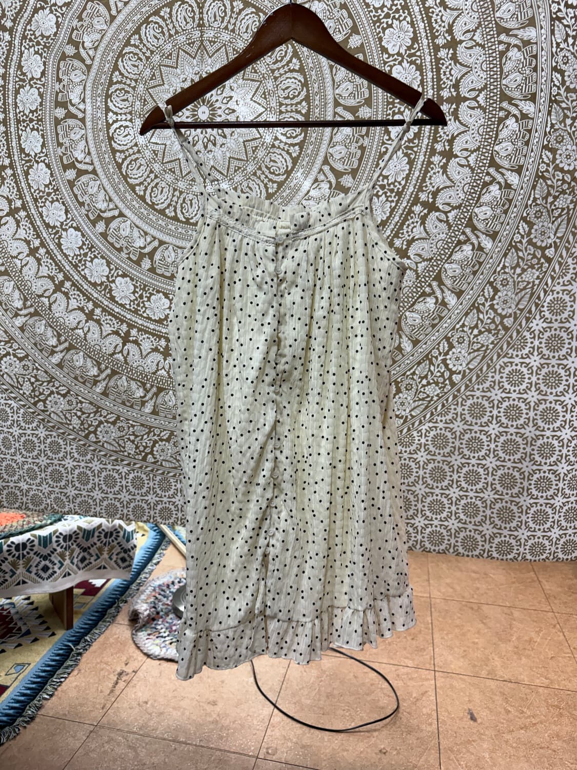 빈티지 여성 도트 롱 슬리브리스  상품이미지3