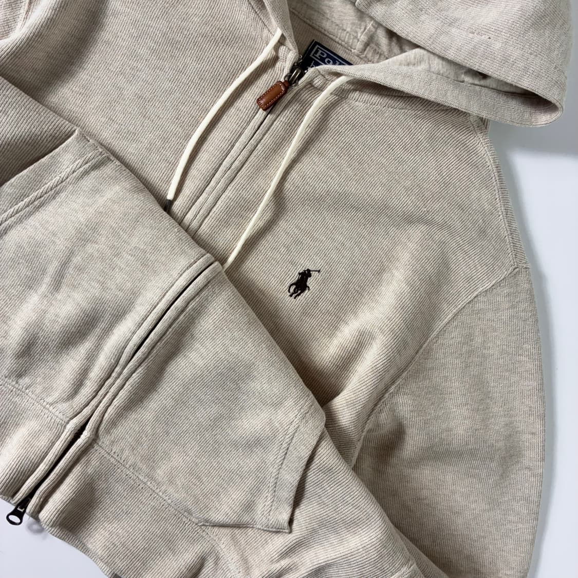 Polo  폴로 랄프로렌 자수 코튼 베이지 투웨이 니트후드집업  상품이미지3