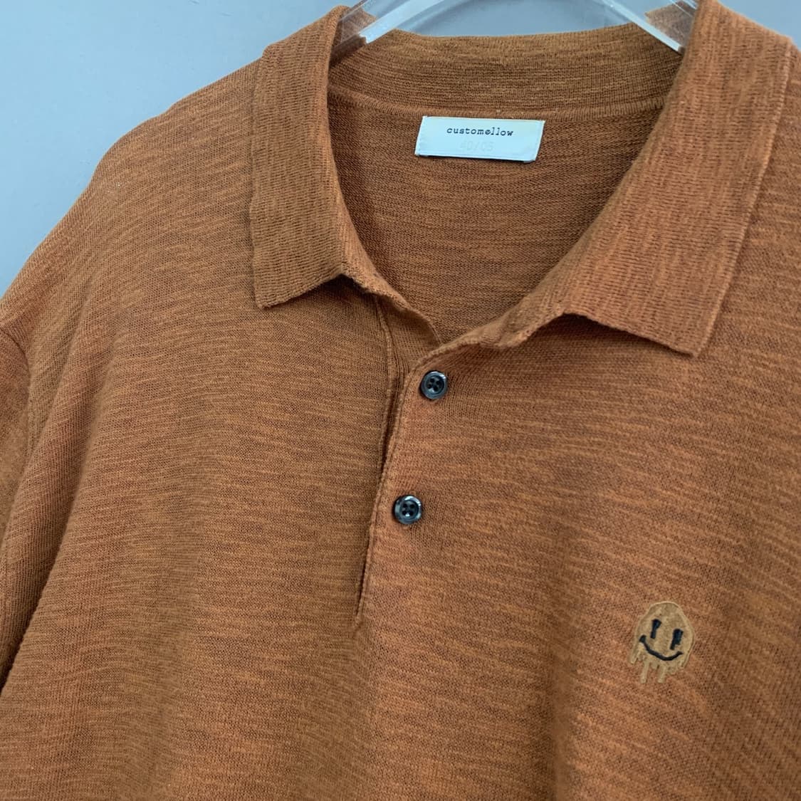 XL 커스텀멜로우 새드 스마일 니트 폴로 PK 반팔 카라티 상품이미지3
