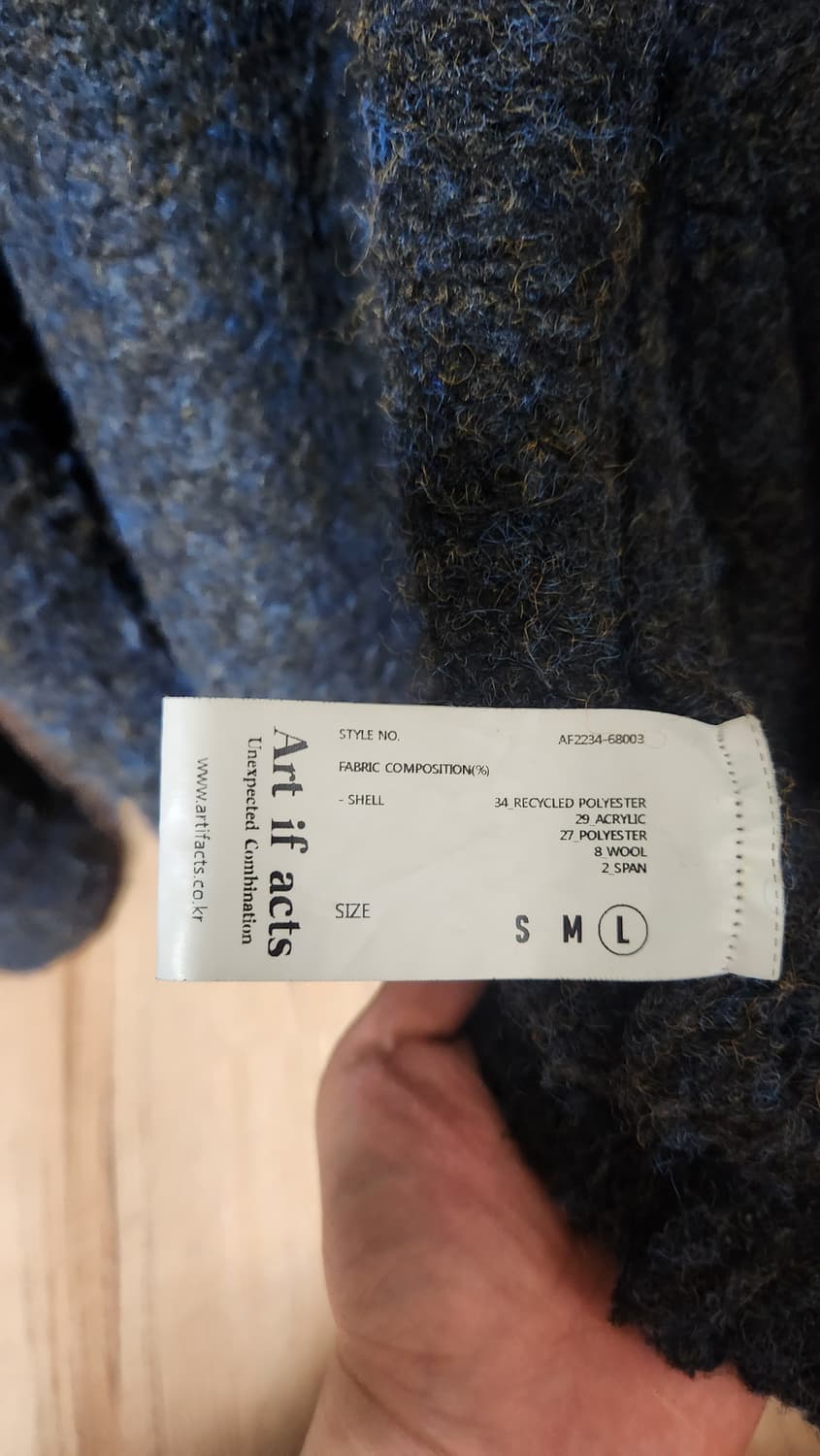 [L] 아트이프액츠 숄카라 집업 가디건 갤럭시네이비 옴므 후리스 니트 상품이미지6