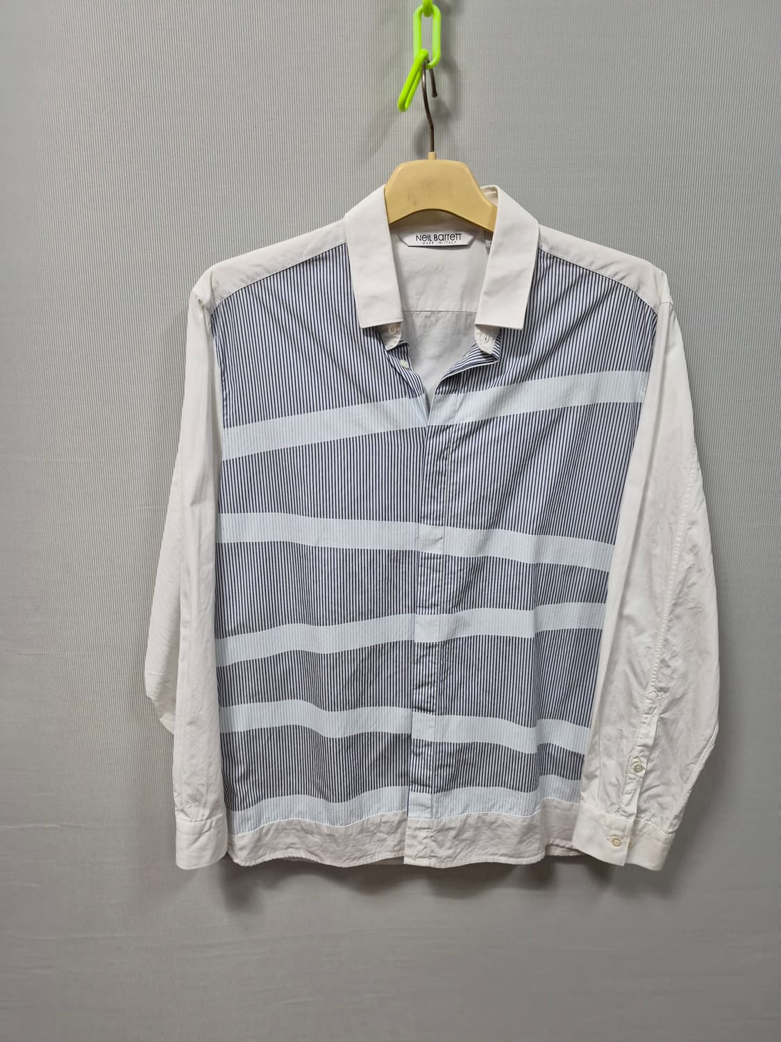 닐바렛 스트라이프 배색 셔츠 슬림핏 남성 L 상품이미지1