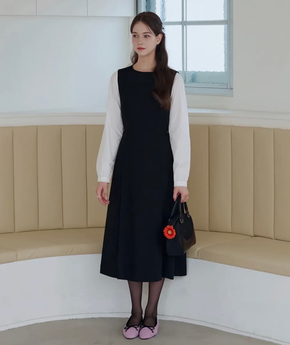 [새상품] 드로우핏 우먼 울 슬리브리스 턱 원피스 블랙 M 상품이미지1