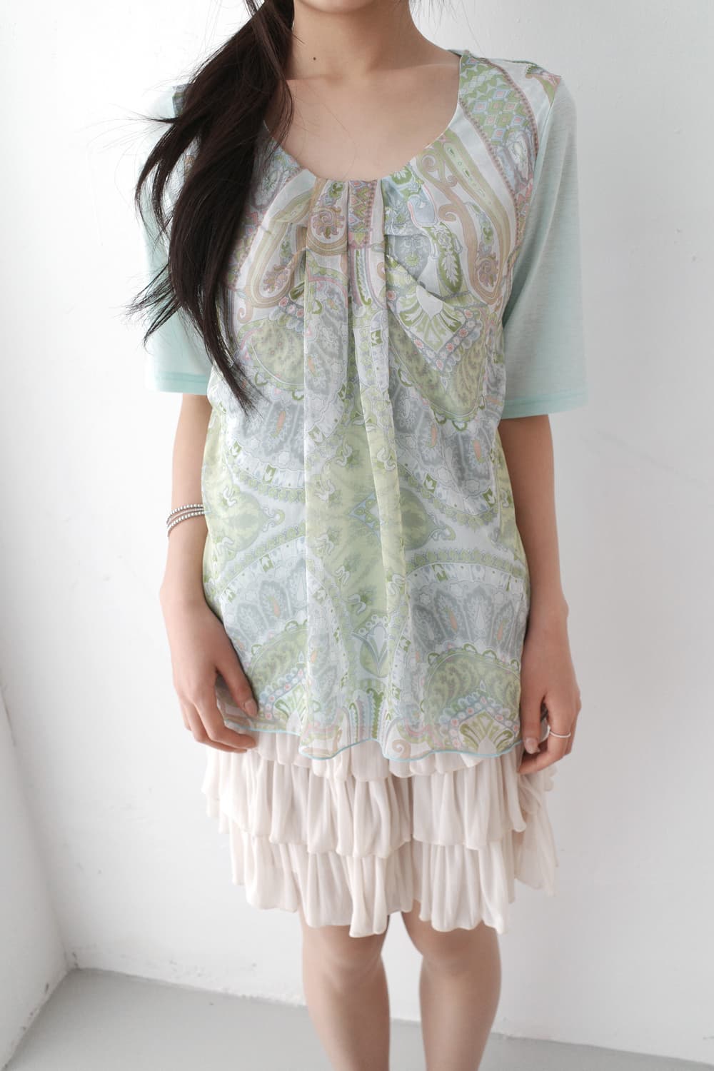 paisley shirring half T 상품이미지3