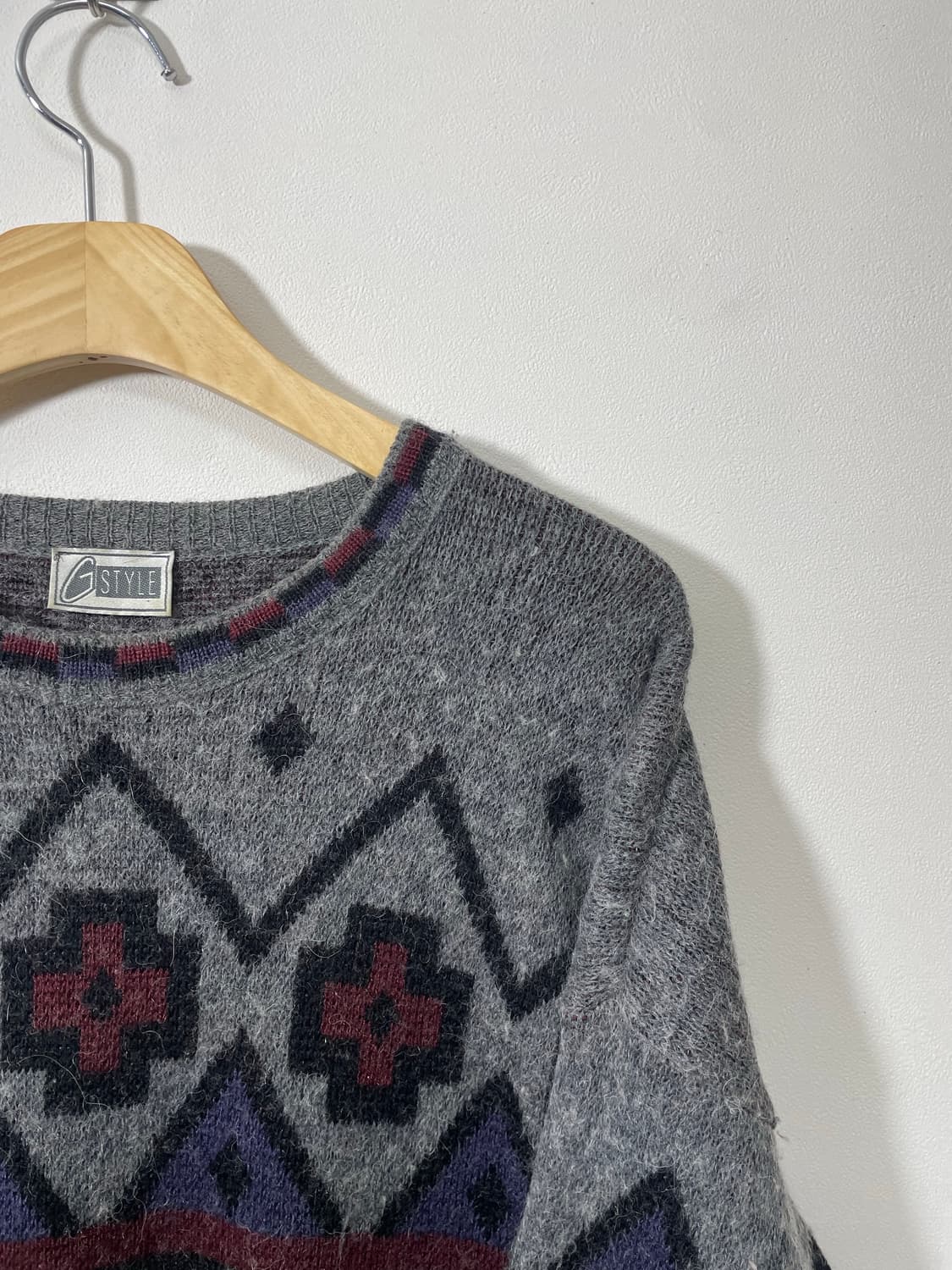 일본빈티지 알파카 기하학 니트 Free - K24  상품이미지3