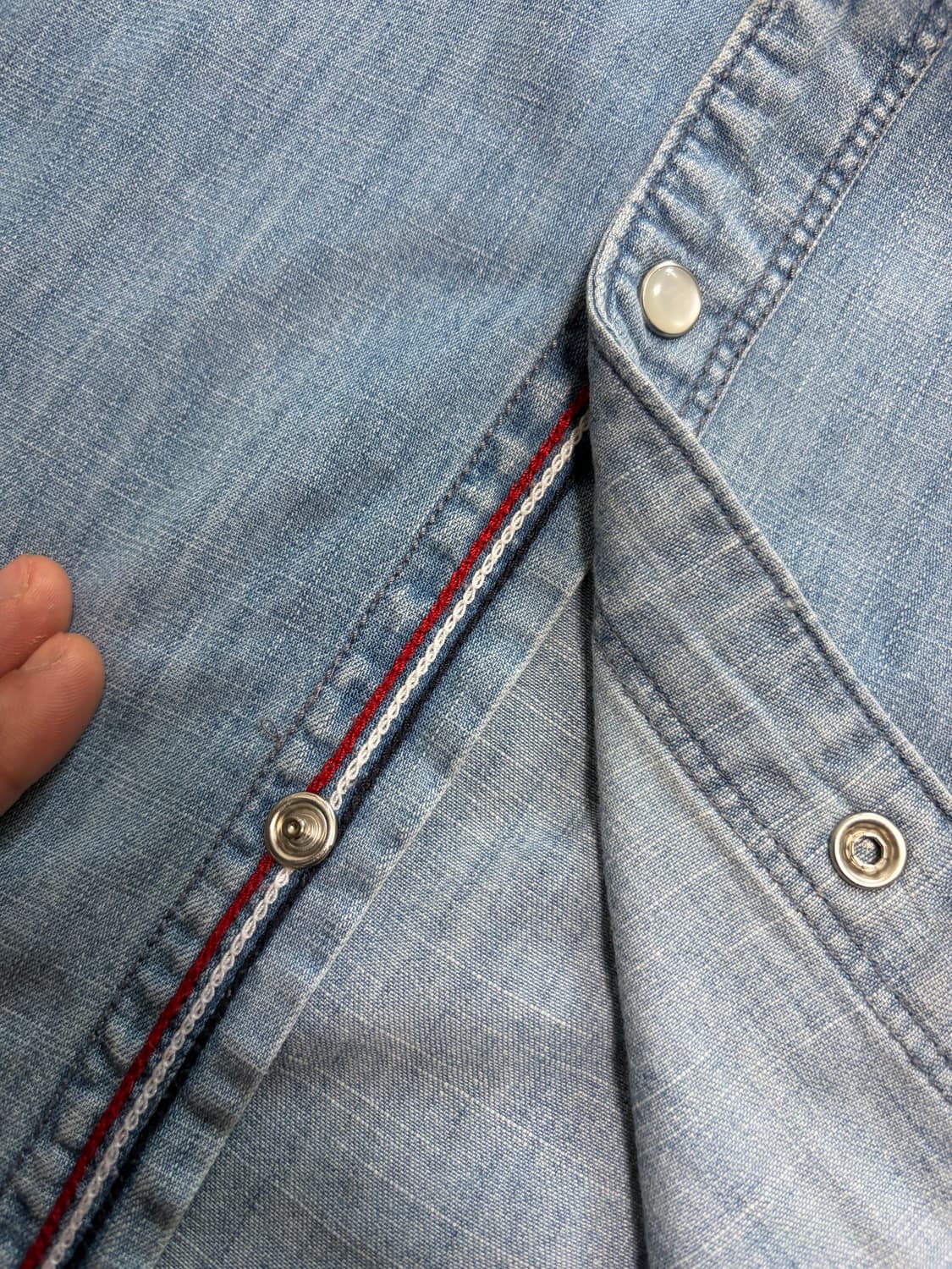 XL) 타미힐피거 데님 연청 웨스턴 셔츠 상품이미지4