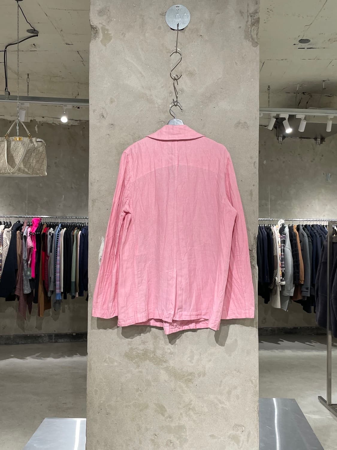 꼼데가르송 옴므 ad2007 핑크 하운드 투스 체크 린넨 혼방 자켓 상품이미지6