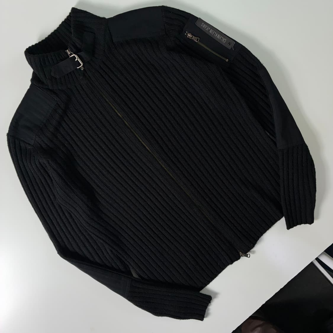 Calvin klein  캘빈클라인 울 블랙 투웨이 니트 집업  상품이미지2